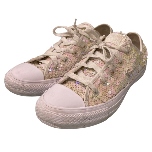 Converse Shoes - Converse All Star Iridescent Sequined Chuck Taylor aloe Top Sneakers Sz 6 Men 4